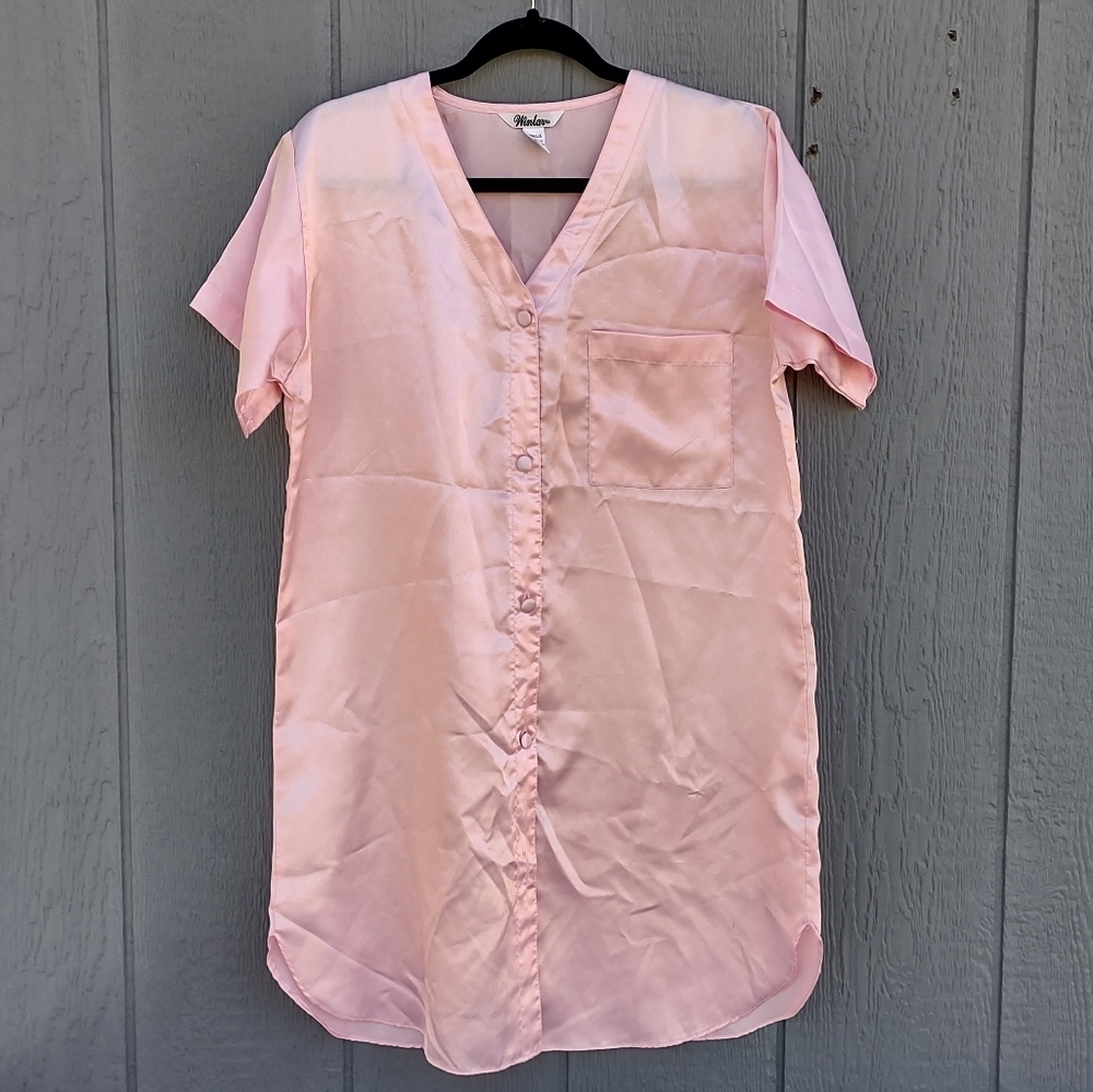 Winlar Satin Nightgown Pink Small